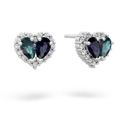 Alexandrite Halo 14K White Gold earrings E7008