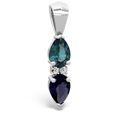 Alexandrite Bowtie Drop 14K White Gold pendant P0865