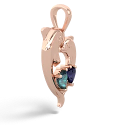 Alexandrite Dolphin Heart 14K Rose Gold pendant P5820