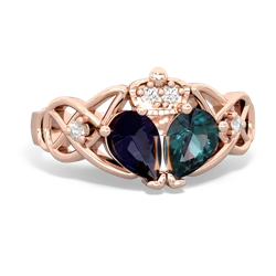 Alexandrite 'One Heart' Celtic Knot Claddagh 14K Rose Gold ring R5322