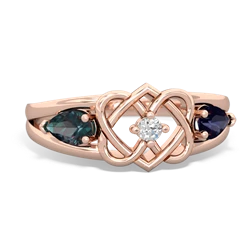 Alexandrite Hearts Intertwined 14K Rose Gold ring R5880