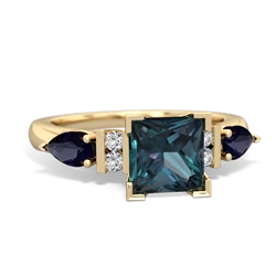 Alexandrite 6Mm Princess Eternal Embrace Engagement 14K Yellow Gold ring C2002