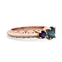 Alexandrite Art Deco Eternal Embrace Engagement 14K Rose Gold ring C2003