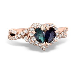 Alexandrite Diamond Twist 'One Heart' 14K Rose Gold ring R2640HRT