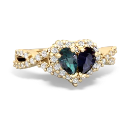 Alexandrite Diamond Twist 'One Heart' 14K Yellow Gold ring R2640HRT