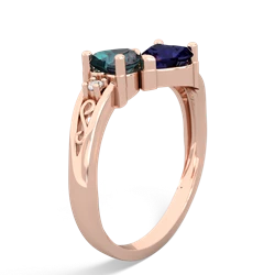 Alexandrite Snuggling Hearts 14K Rose Gold ring R2178