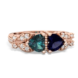 Alexandrite Diamond Butterflies 14K Rose Gold ring R5601