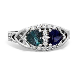 Alexandrite Sparkling Celtic Knot 14K White Gold ring R2645