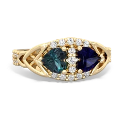 Alexandrite Sparkling Celtic Knot 14K Yellow Gold ring R2645