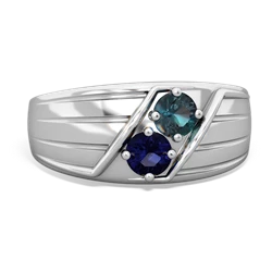 Alexandrite Men's Streamline 14K White Gold ring R0460