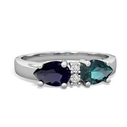 Alexandrite Pear Bowtie 14K White Gold ring R0865