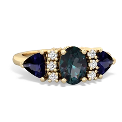 Alexandrite Antique Style Three Stone 14K Yellow Gold ring R2186