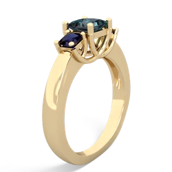 Alexandrite Three Stone Trellis 14K Yellow Gold ring R4015