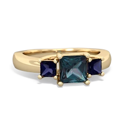 Alexandrite Three Stone Trellis 14K Yellow Gold ring R4015