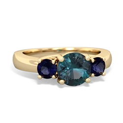 Alexandrite Three Stone Round Trellis 14K Yellow Gold ring R4018