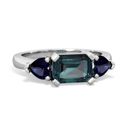 Alexandrite Three Stone 14K White Gold ring R5235