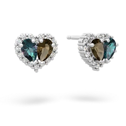 Alexandrite Halo 14K White Gold earrings E7008