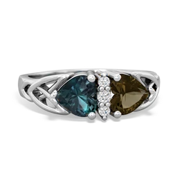 Alexandrite Celtic Knot Double Heart 14K White Gold ring R5040