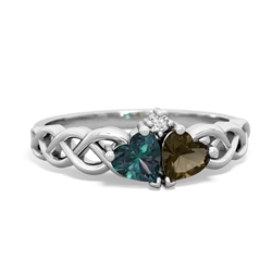 Alexandrite Heart To Heart Braid 14K White Gold ring R5870