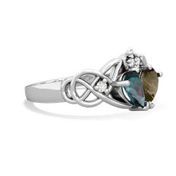 Alexandrite 'One Heart' Celtic Knot Claddagh 14K White Gold ring R5322