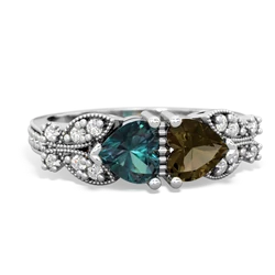 Alexandrite Diamond Butterflies 14K White Gold ring R5601