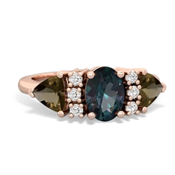 Alexandrite Antique Style Three Stone 14K Rose Gold ring R2186