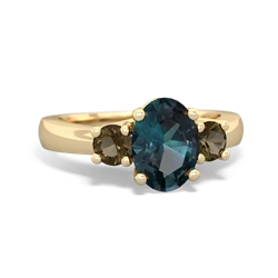 Alexandrite Three Stone Oval Trellis 14K Yellow Gold ring R4024