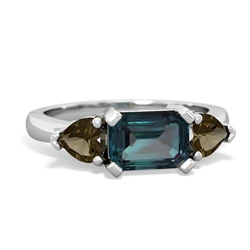 Alexandrite Three Stone 14K White Gold ring R5235