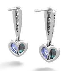 Alexandrite Filligree Heart 14K White Gold earrings E5070