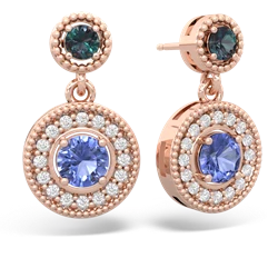 Alexandrite Halo Dangle 14K Rose Gold earrings E5319