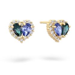 Alexandrite Halo 14K Yellow Gold earrings E7008