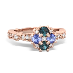 Alexandrite Sparkling Tiara Cluster 14K Rose Gold ring R26293RD