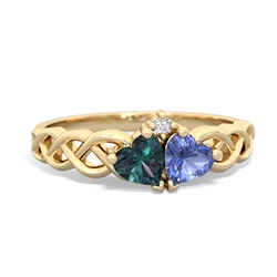 Alexandrite Heart To Heart Braid 14K Yellow Gold ring R5870