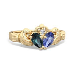 Alexandrite 'Our Heart' Claddagh 14K Yellow Gold ring R2388