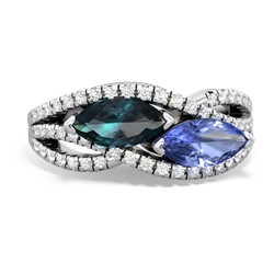 Alexandrite Diamond Rivers 14K White Gold ring R3070