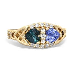 Alexandrite Sparkling Celtic Knot 14K Yellow Gold ring R2645