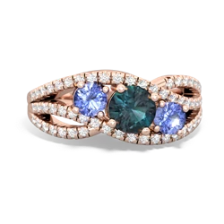 Alexandrite Three Stone Aurora 14K Rose Gold ring R3080