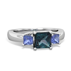 Alexandrite Three Stone Trellis 14K White Gold ring R4015