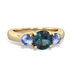 Alexandrite Three Stone Round Trellis 14K Yellow Gold ring R4018