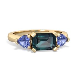 Alexandrite Three Stone 14K Yellow Gold ring R5235