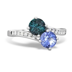 Alexandrite Channel Set Two Stone 14K White Gold ring R5303