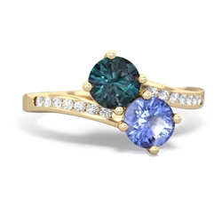 Alexandrite Channel Set Two Stone 14K Yellow Gold ring R5303