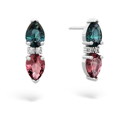 Alexandrite Bowtie Drop 14K White Gold earrings E0865