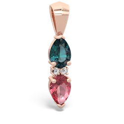 Alexandrite Bowtie Drop 14K Rose Gold pendant P0865