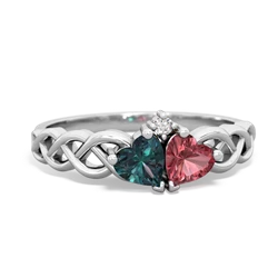 Alexandrite Heart To Heart Braid 14K White Gold ring R5870