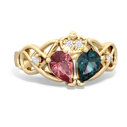 Alexandrite 'One Heart' Celtic Knot Claddagh 14K Yellow Gold ring R5322