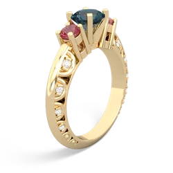 Alexandrite Art Deco Eternal Embrace Engagement 14K Yellow Gold ring C2003