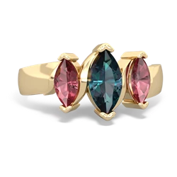 Alexandrite Three Peeks 14K Yellow Gold ring R2433