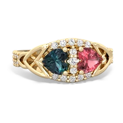 Alexandrite Sparkling Celtic Knot 14K Yellow Gold ring R2645