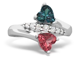 Alexandrite Heart To Heart 14K White Gold ring R2064